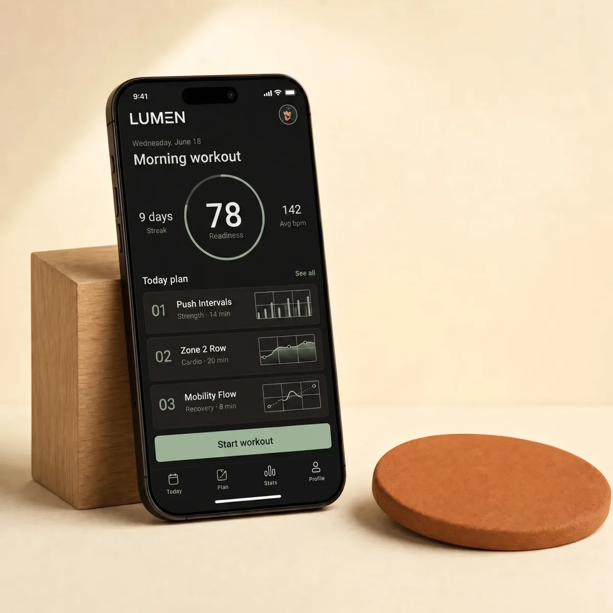 A fitness app on a phone